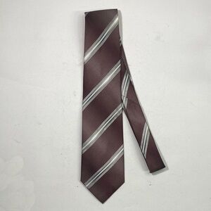 Pronto Uomo Brown Tie with Silver Diagonal Stripes
